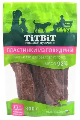 Купить titbit лакомство для собак всех пород пластинки из говядины, выгодная упаковка xxl