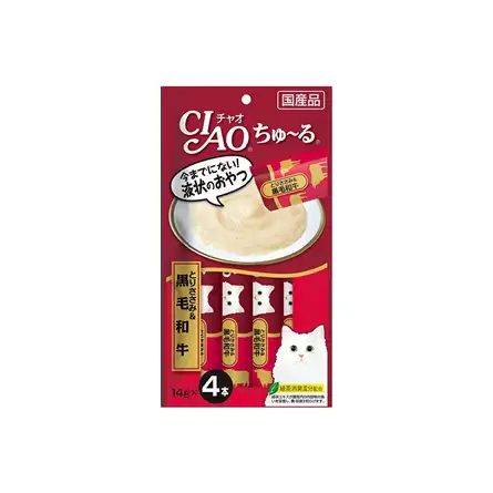 Купить inaba Чао Чуру лакомства для кошек пюре куриное филе и телятина (черная порода)