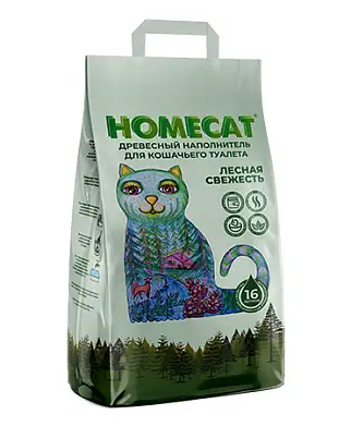 Купить homecat Лесная свежесть древесный наполнитель для кошек мелкие гранулы