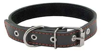 Купить homepet ошейник для собак кожаный простой простроченный черный