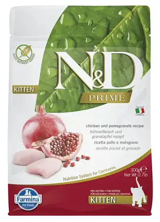 Купить farmina n&d prime cat chicken & pomegranate kitten сухой беззерновой корм для котят, беременных и кормящих кошек с курицей и гранатом