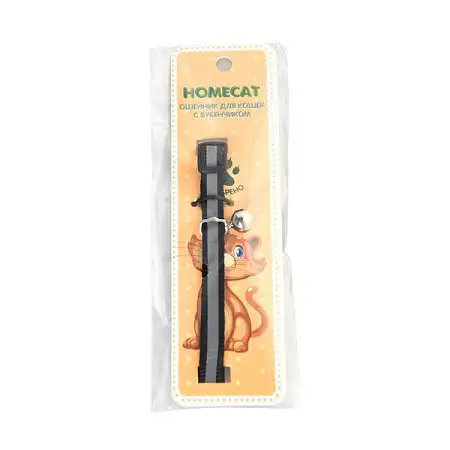 Купить homecat ошейник для кошек с бубенчиком черный