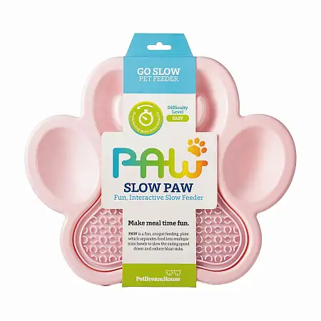 Купить petdreamhouse Лапа миска пластиковая для медленного кормления 2в1 для собак и кошек, розовая