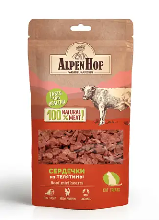 Купить alpenhof лакомство для кошек сердечки из телятины