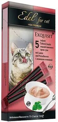 Edel Cat Лакомства для кошек крем-суп, с ягненком и клюквой, профилактика МКБ