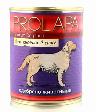 Prolapa Premium консервы для собак дичь кусочки в соусе