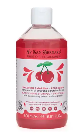 Купить iv san bernard fruit of the grommer black cherry Шампунь для короткой шерсти с протеинами риса для собак и кошек