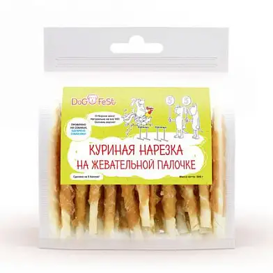 Dog Fest лакомство для собак Куриная нарезка на жевательной палочке